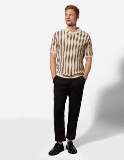 Poloshirt - Streifen - beige