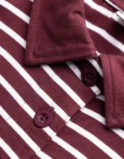 Poloshirt - Streifen - dunkelrot