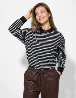 Poloshirt - Streifen - schwarz