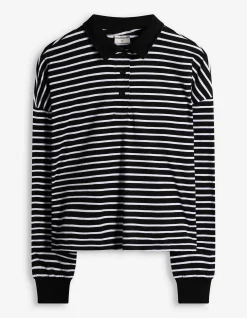 Poloshirt - Streifen - schwarz