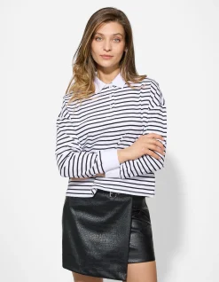 Poloshirt - Streifen - weiß
