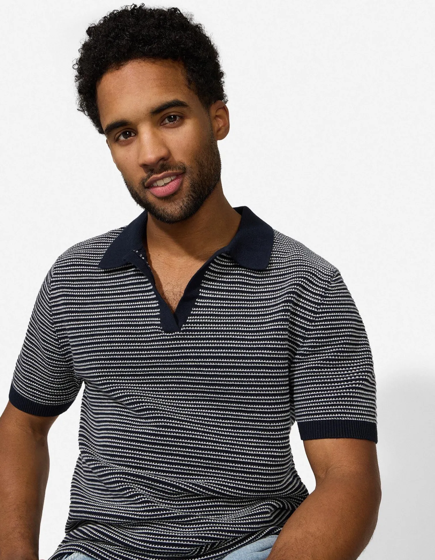 Poloshirt - Strick - dunkelblau