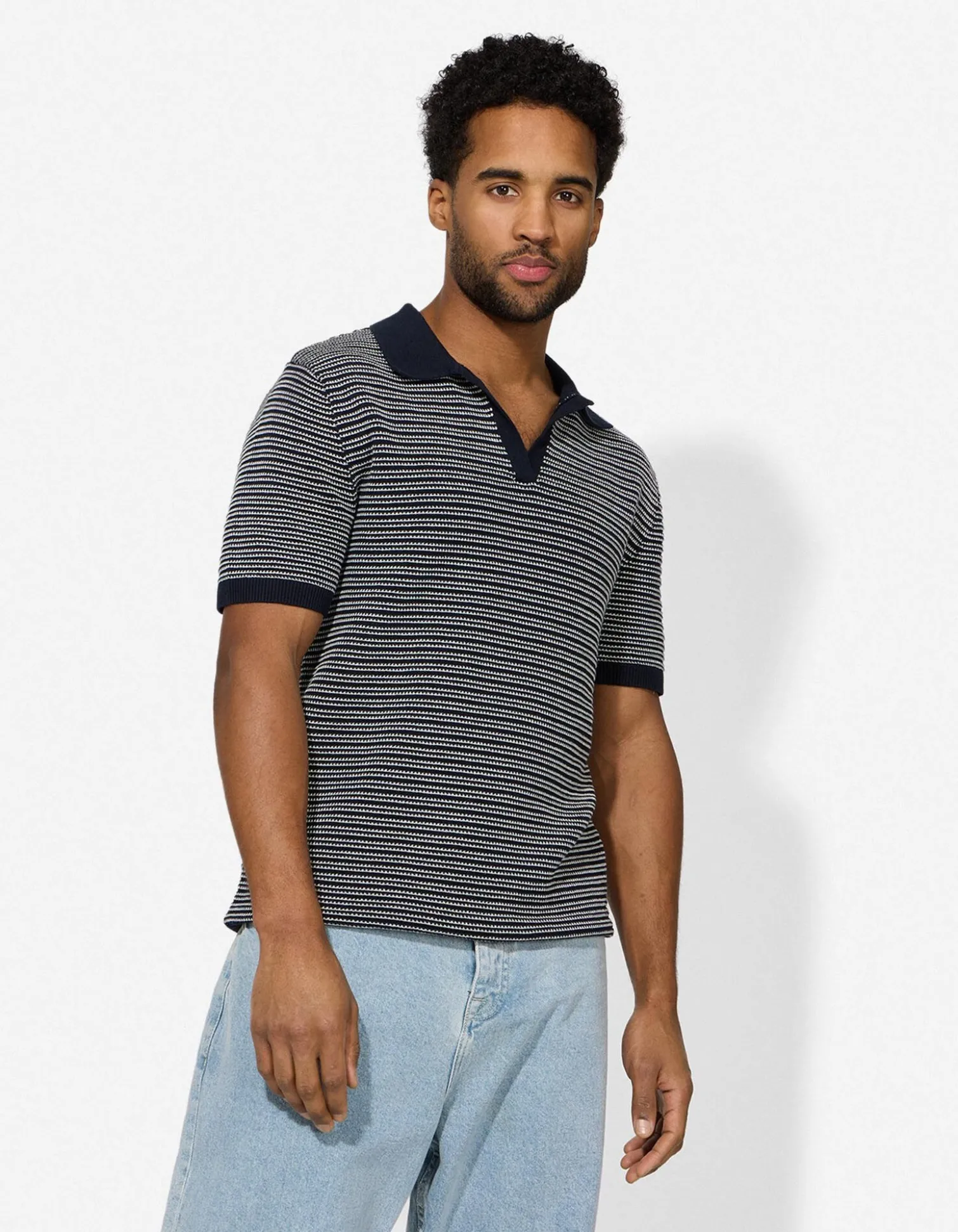 Poloshirt - Strick - dunkelblau