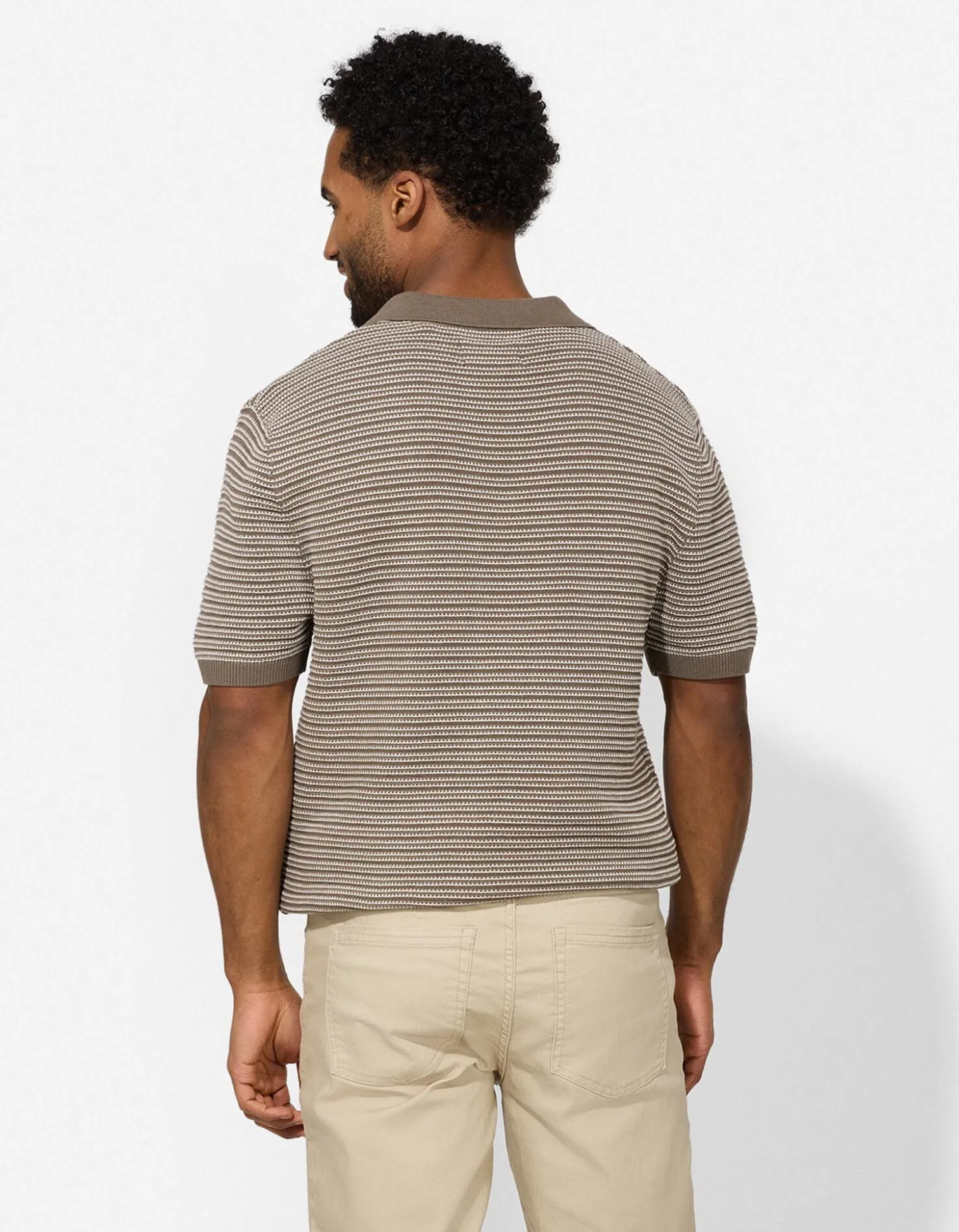 Poloshirt - Strick - hellbraun