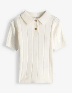 Poloshirt - Strick - weiß