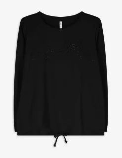 Pullover - Ziersteine - schwarz