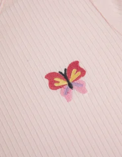 Pyjama Set aus Langarmshirt und Hose - Muschelsaum - rosa