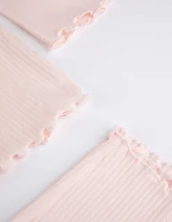 Pyjama Set aus Langarmshirt und Hose - Muschelsaum - rosa