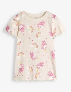 Pyjama Set aus Shirt und Shorts - Allover-Muster - weiß