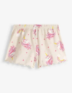 Pyjama Set aus Shirt und Shorts - Allover-Muster - weiß
