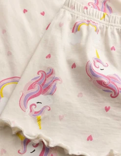 Pyjama Set aus Shirt und Shorts - Allover-Muster - weiß