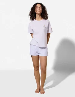 Pyjama Set aus Shirt und Shorts - Mustermix - weiß