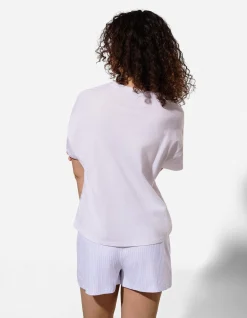 Pyjama Set aus Shirt und Shorts - Mustermix - weiß