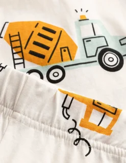Pyjama Set aus Shirt und Shorts - Allover-Muster - weiß