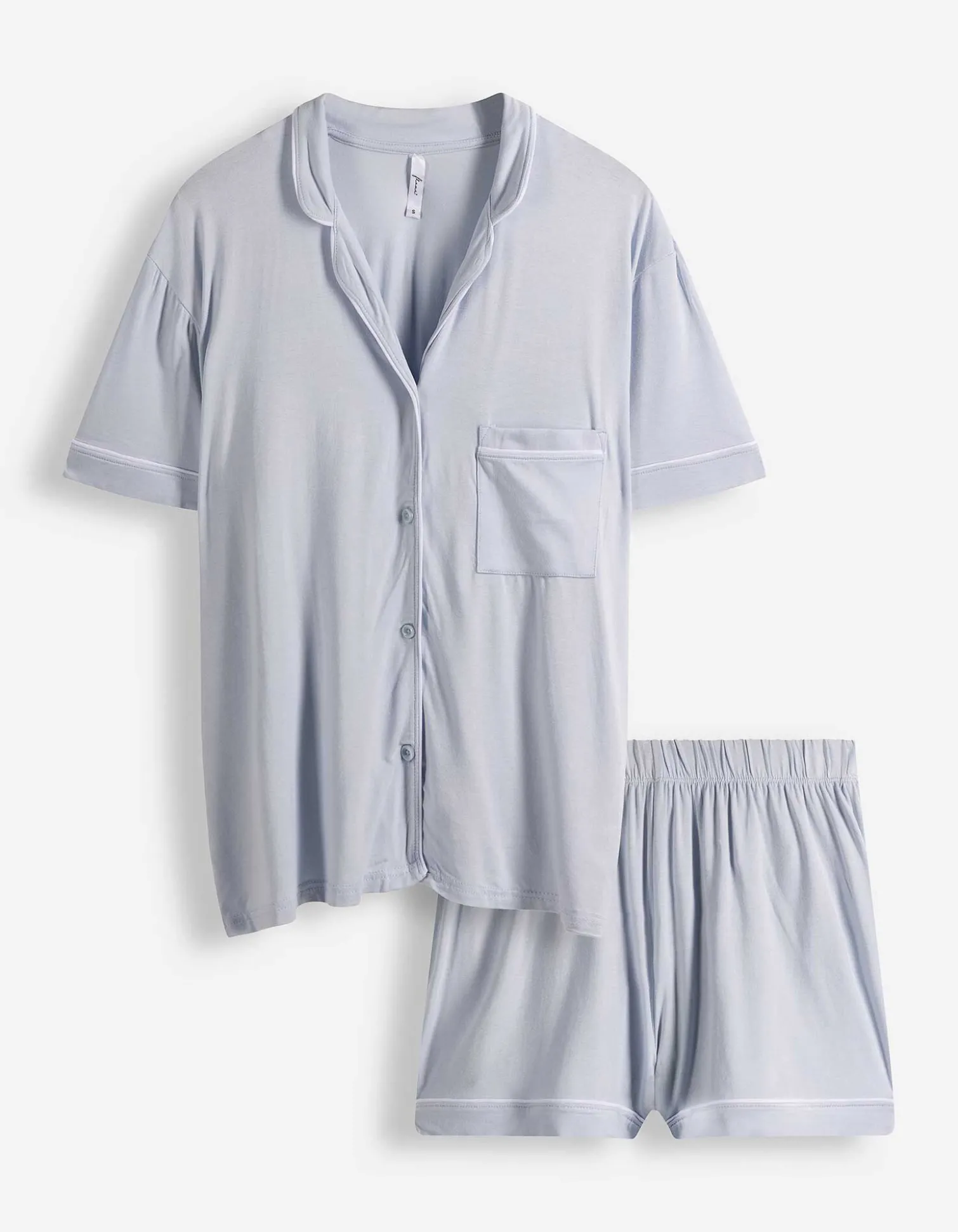 Pyjama Set aus Shirt und Shorts - einfarbig - hellblau