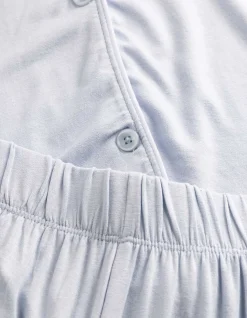 Pyjama Set aus Shirt und Shorts - einfarbig - hellblau