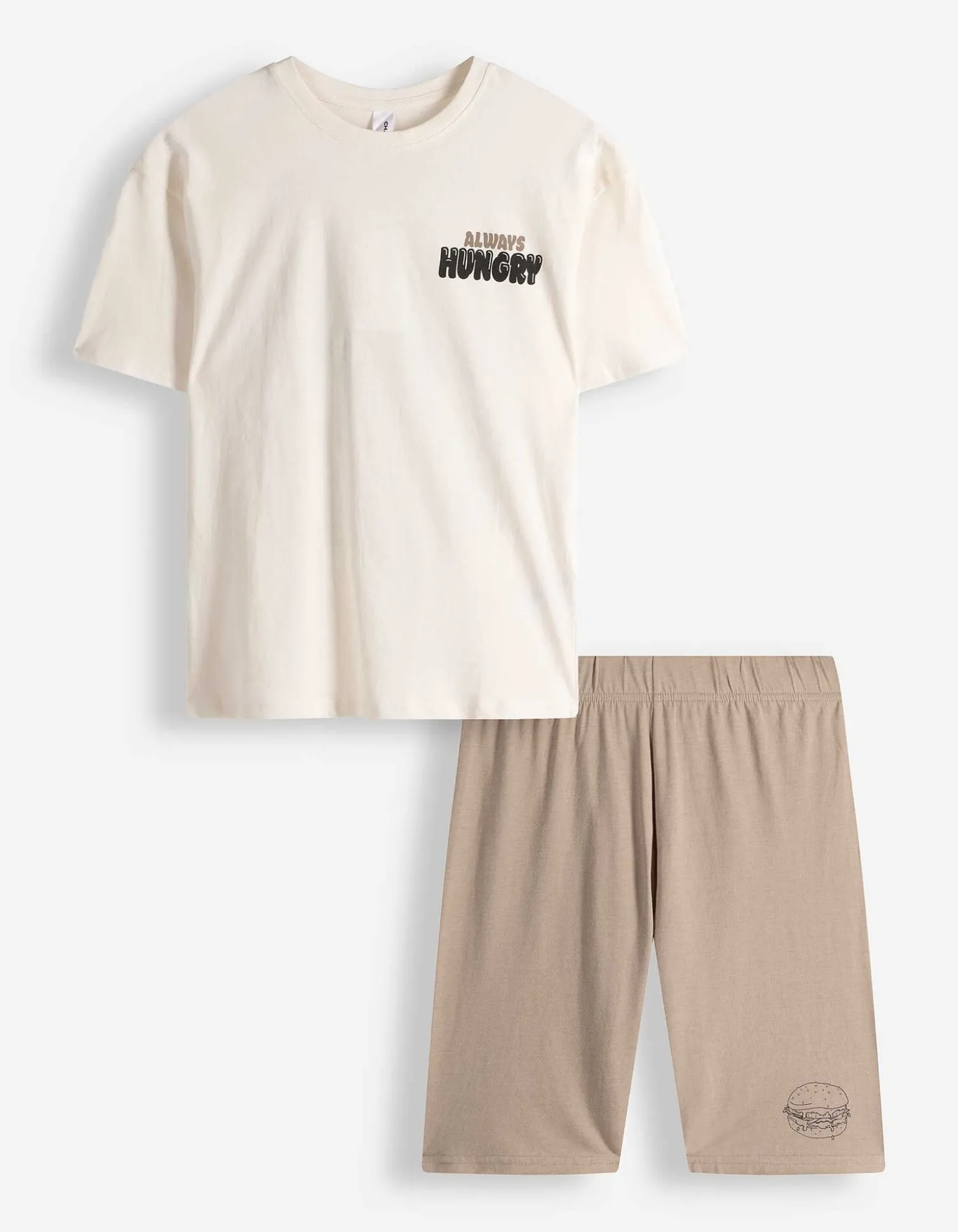 Pyjama Set aus Shirt und Shorts - Mustermix - Bunt