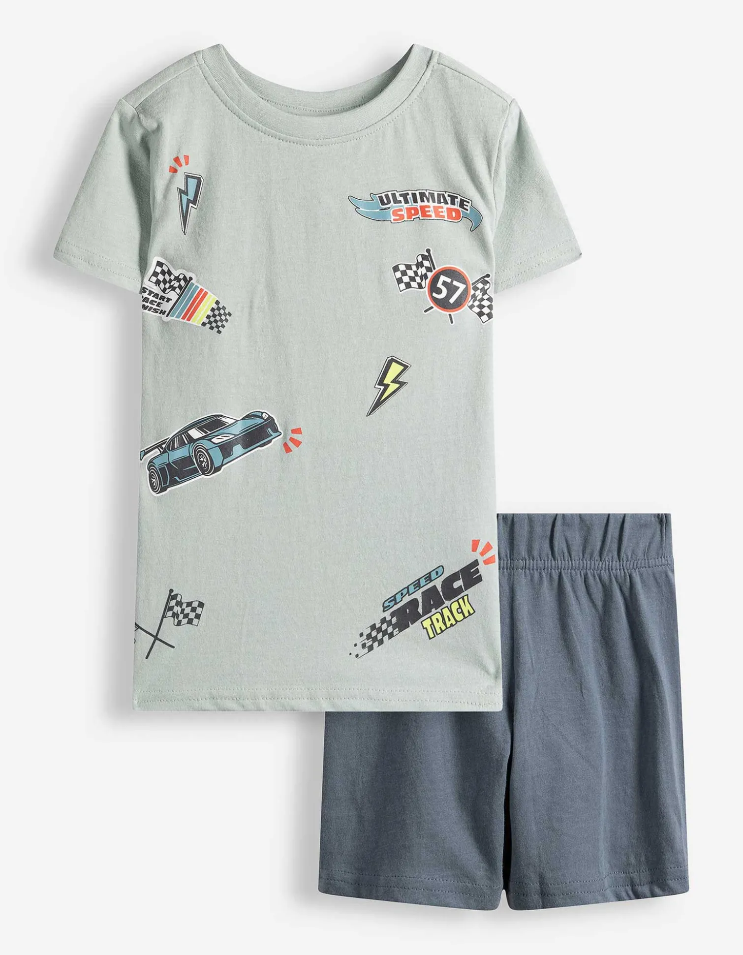Pyjama Set aus Shirt und Shorts - Mustermix - bronzefarben