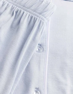Pyjama Set aus Shirt und Shorts - Viskose-Mix - hellblau