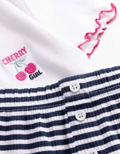 Pyjama Set aus Shirt und Shorts - Allover-Muster - weiß