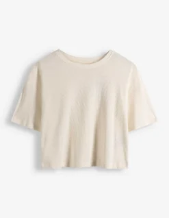 Pyjama Set aus Shirt und Shorts - Waffelstruktur - weiß