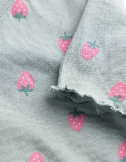 Pyjama Set aus Shirt und Shorts - Allover-Muster - hellblau