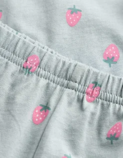 Pyjama Set aus Shirt und Shorts - Allover-Muster - hellblau