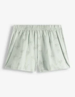 Pyjama Set aus Shirt und Shorts - Allover-Muster - hellgrün