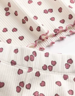 Pyjama Set aus Shirt und Shorts - Allover-Muster - weiß
