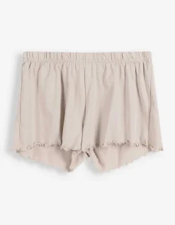 Pyjama Set aus Shirt und Shorts - einfarbig - beige
