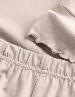 Pyjama Set aus Shirt und Shorts - einfarbig - beige
