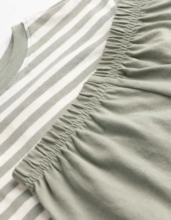 Pyjama Set aus Sweatshirt und Hose - Streifen - weiß