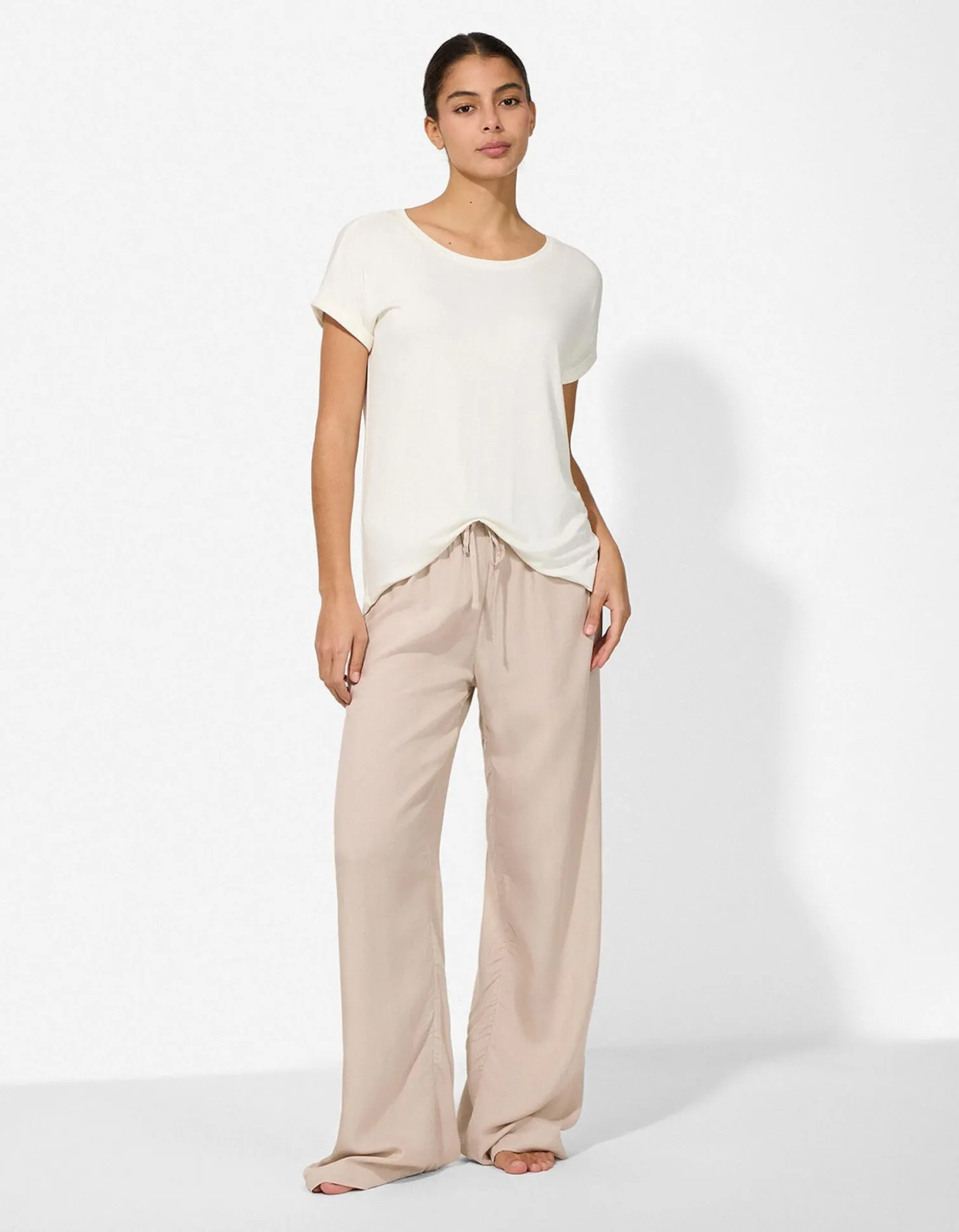 Pyjamahose - einfarbig - beige