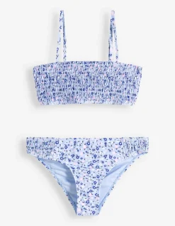 Set aus Bikinitop und Bikinislip - Florales Muster - hellblau