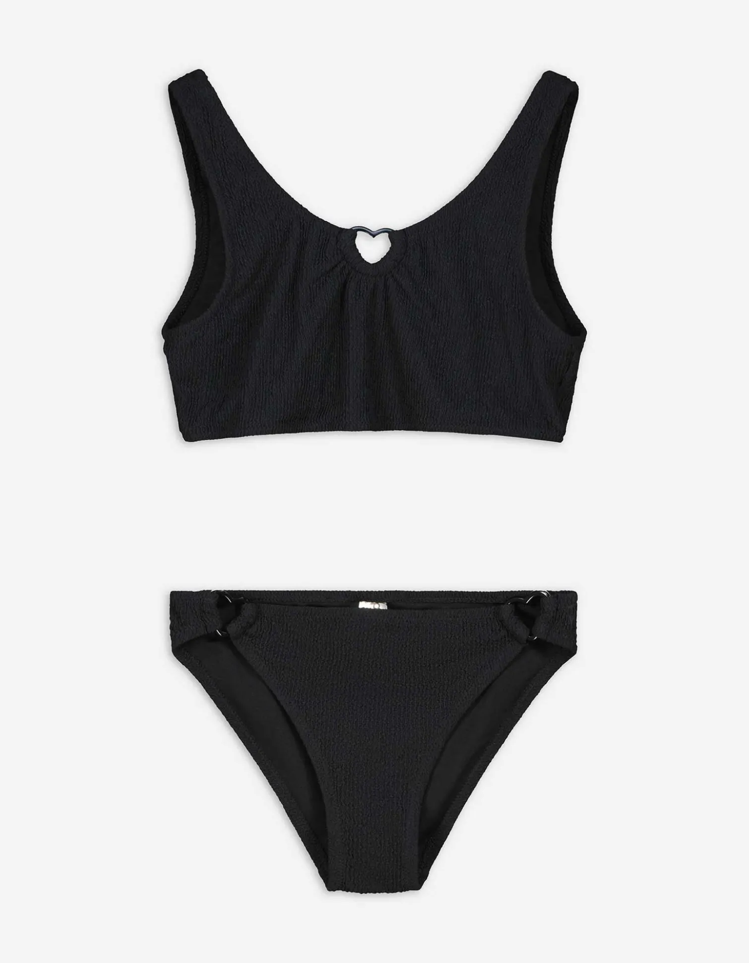 Set aus Bikinitop und Bikinislip - Rippenstruktur - schwarz