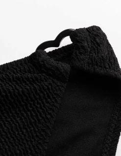 Set aus Bikinitop und Bikinislip - Rippenstruktur - schwarz