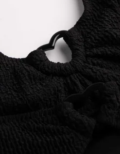 Set aus Bikinitop und Bikinislip - Rippenstruktur - schwarz
