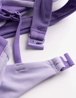 Set aus Bikinitop und Bikinislip - Color-Blocking - lila
