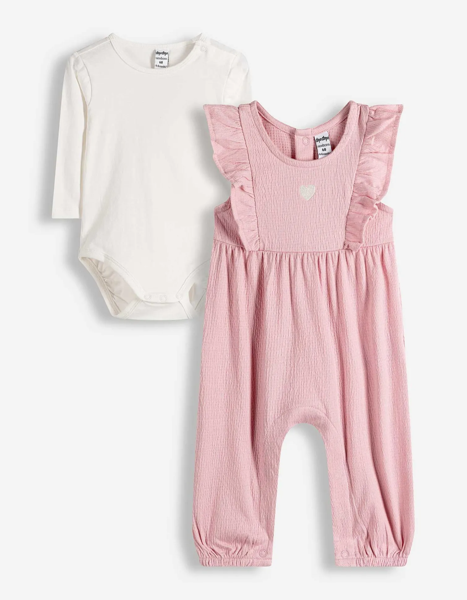 Set aus Body und Hose - Stickereien - rosa