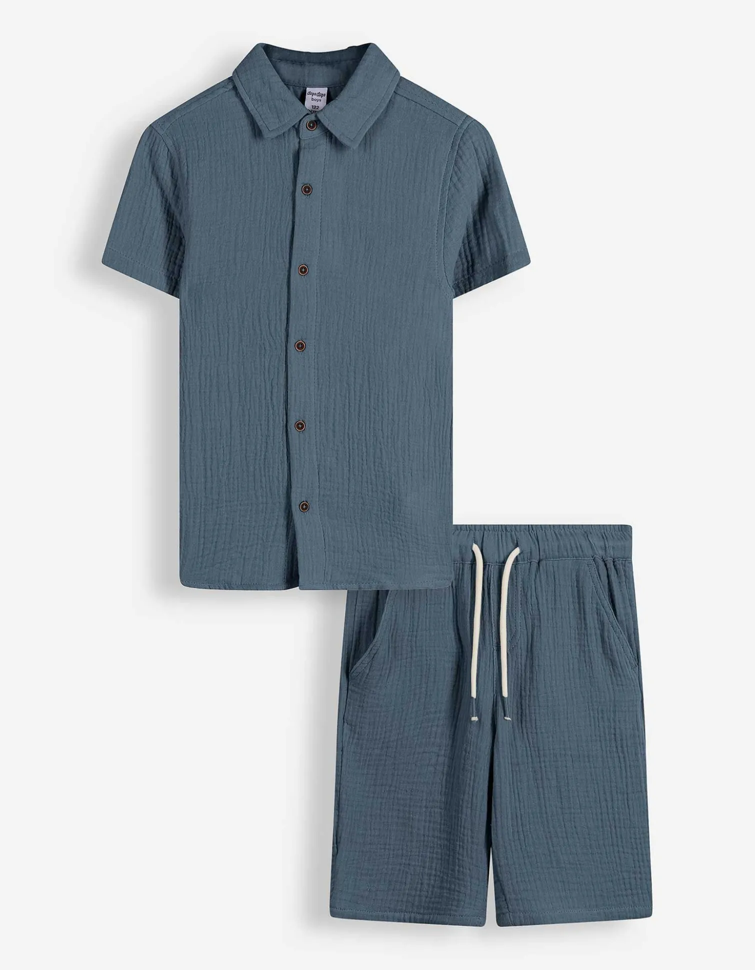 Set aus Hemd und Shorts - Musselin - dunkelblau