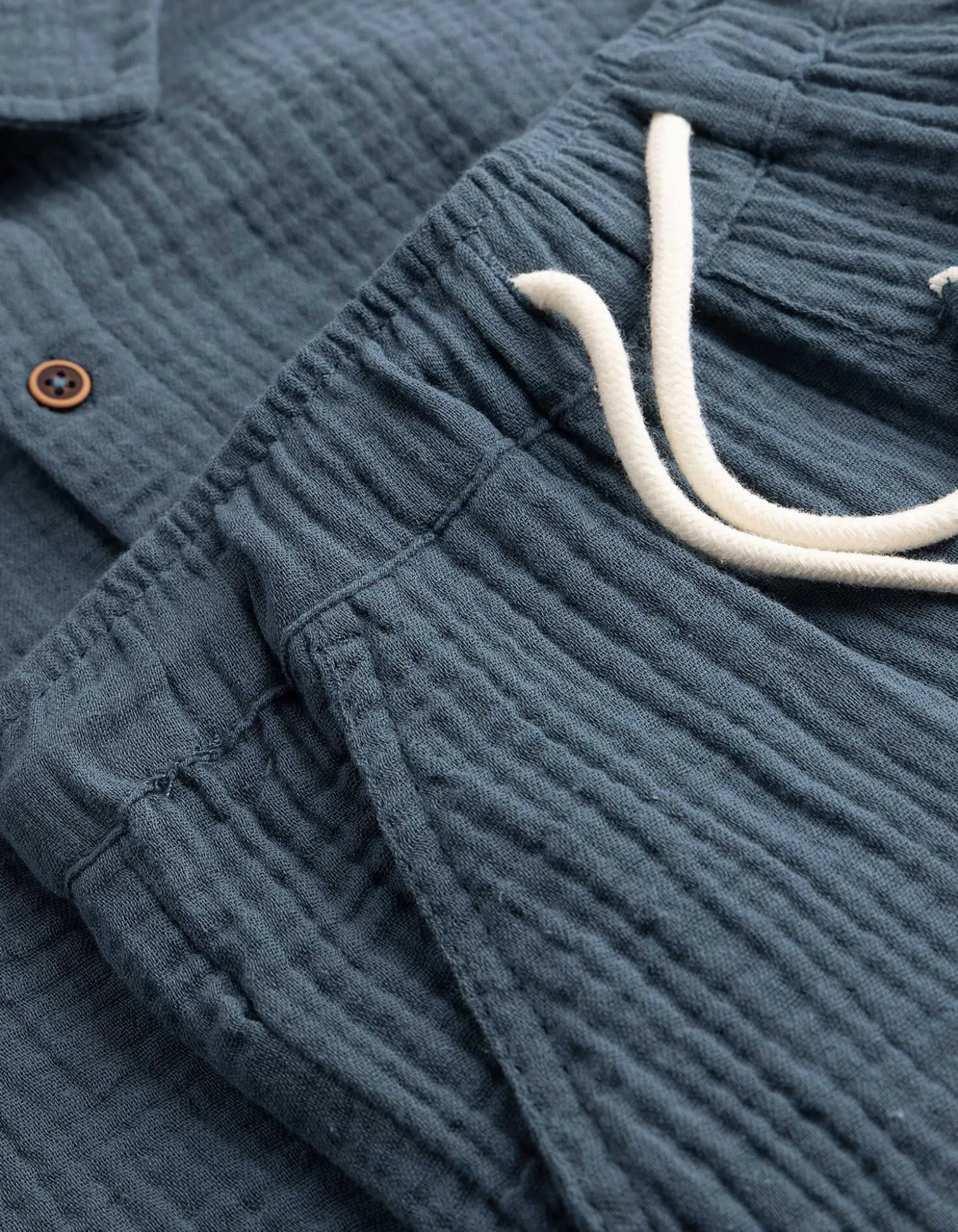 Set aus Hemd und Shorts - Musselin - dunkelblau