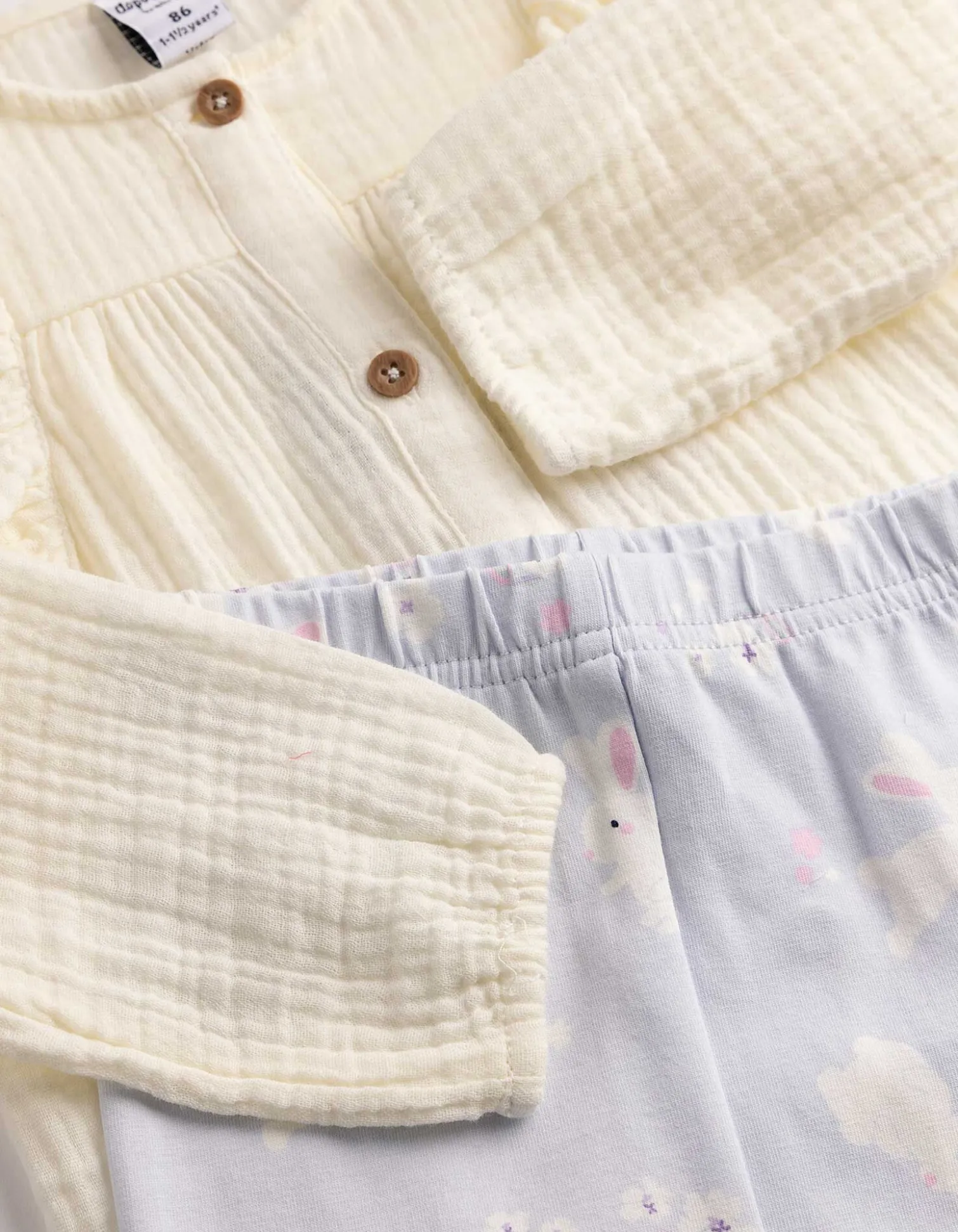 Set aus Kleid und Leggings - Musselin - weiß