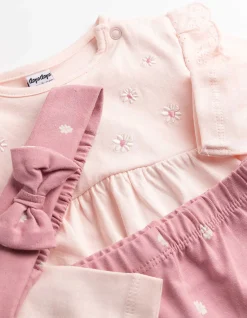 Set aus Langarmshirt und Leggings - Stickereien - rosa