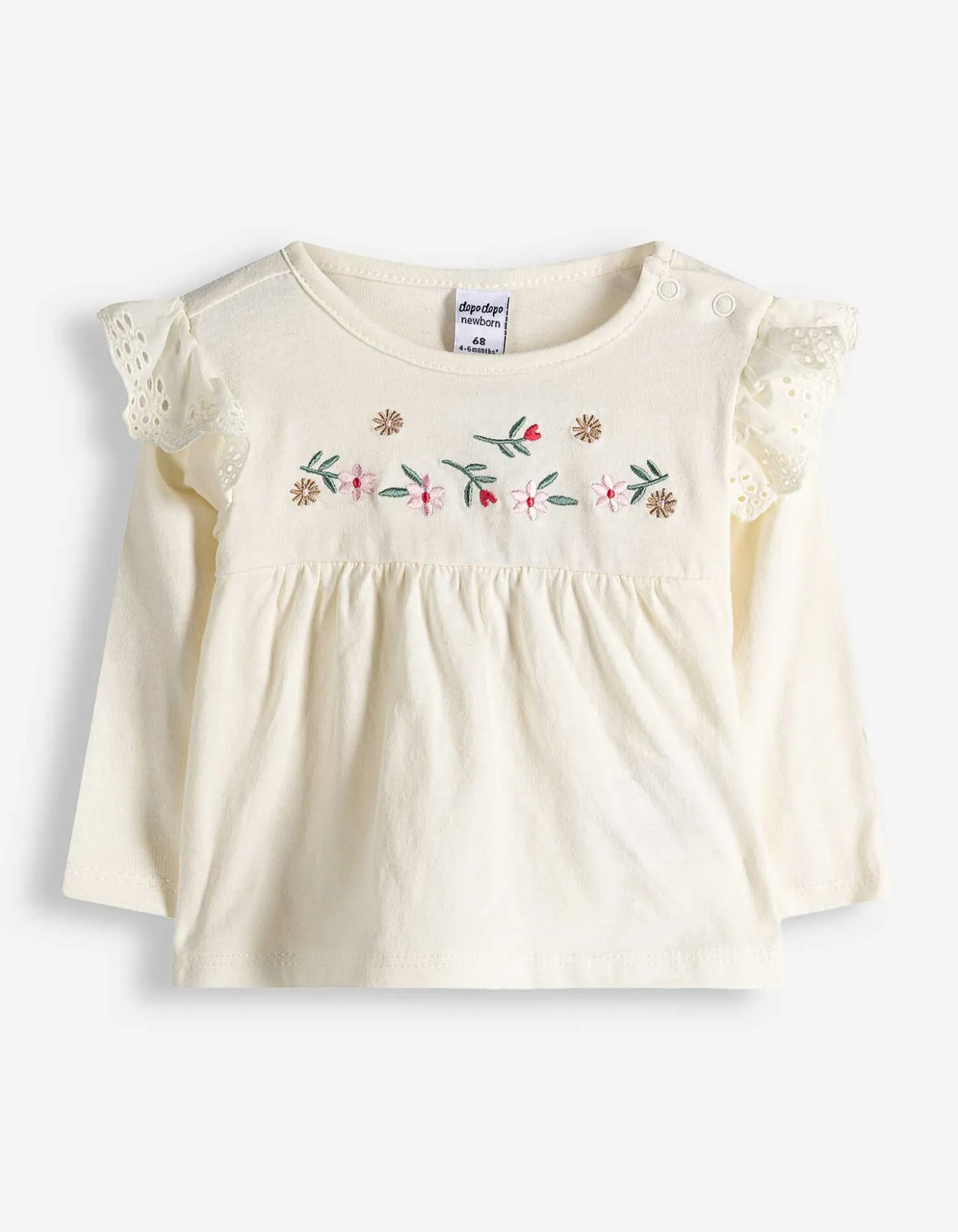 Set aus Langarmshirt und Leggings - Stickereien - weiß