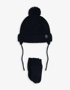 Set aus Mütze und Handschuhe - Fleecefutter - dunkelblau
