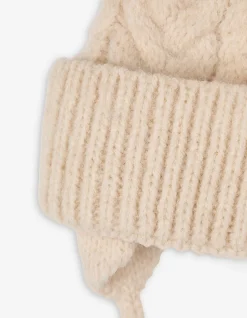 Set aus Mütze und Handschuhe - Zopfstrick - beige