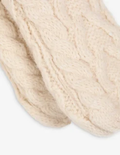 Set aus Mütze und Handschuhe - Zopfstrick - beige