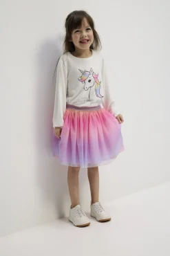 Set aus Shirt und Rock - Mehrfarbiges Design - weiß