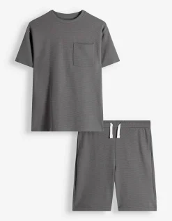 Set aus T-Shirt und Hose - Gerippt - dunkelgrau