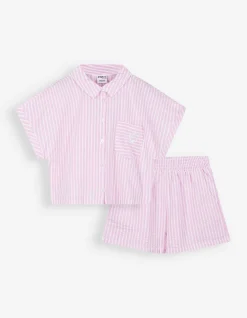Set aus T-Shirt und Shorts - Stickereien - pink
